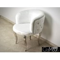 Stylowy fotel ze stali nierdzewnej-tkanina biała