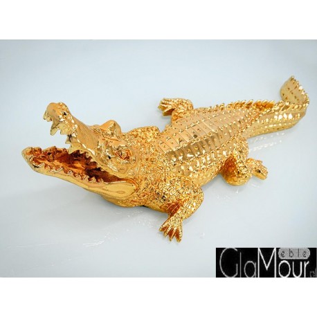 Figura krokodyla w odcieniu złotym 87x30x22cm 2053