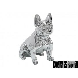 Figura pies buldog francuski w srebrnym kolorze 43x42x22cm A258