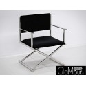 Elegancki fotelik w kolorze czarno-srebrnym 64x56x83cm FC43