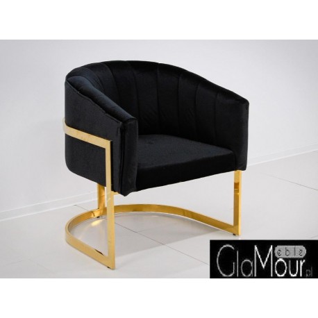 Elegancki fotelik w kolorze czarno-złotym 86x65x92cm FC40
