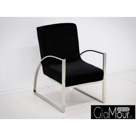 Elegancki fotelik w kolorze czarno-srebrnym 86x65x92cm FC42