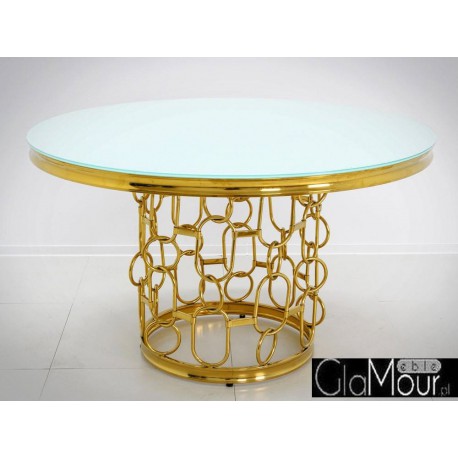 Stół złoto biały 130x80 cm TH522
