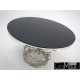 Stół okrągły srebrno czarny 130x80 cm TH522
