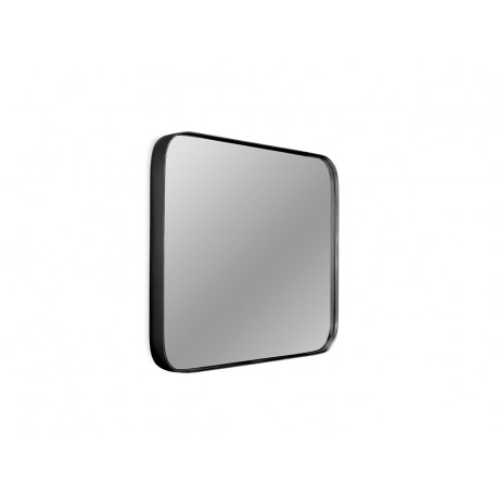 Kwadratowe zaokrąglone lustro w czarnej oprawie 40,5 x 40,5 cm 16F-571