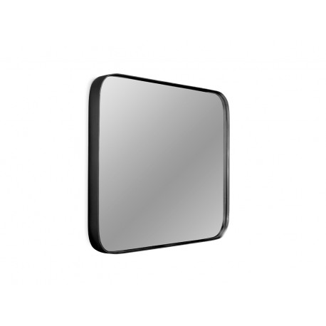 Kwadratowe zaokrąglone lustro w czarnej oprawie 50,5 x 50,5 cm 16F-571