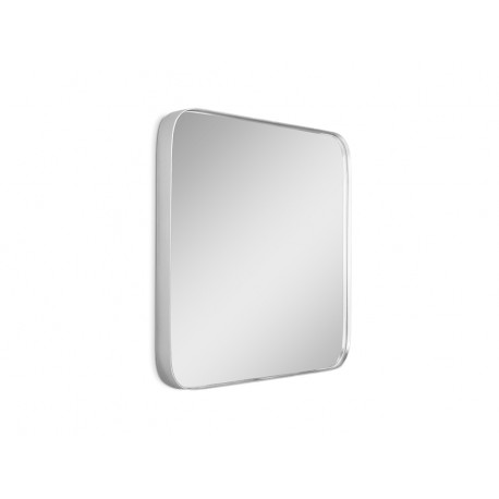Kwadratowe zaokrąglone lustro w srebrnej oprawie 40,5 x 40,5 cm 16F-571