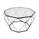 Geometryczny czarny metalowy stolik szklany blat Ø 74 x 42 cm TOYJ19-653