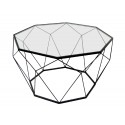 Geometryczny czarny metalowy stolik szklany blat Ø 74 x 42 cm TOYJ19-653