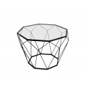 Geometryczny czarny metalowy stolik szklany blat Ø 55 x 38 cm TOYJ19-654