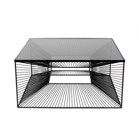 Nowoczesny metalowy stolik 3D z grafitową szybą 80 x 80 x 38 cm TOYJ19-210