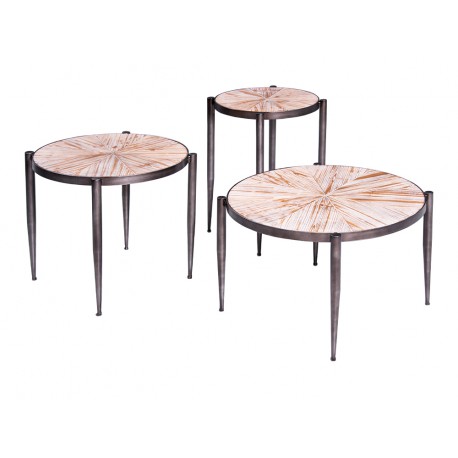 Okrągły stolik kawowy drewniany blat Ø 48 x 45 cm TOY69-2427