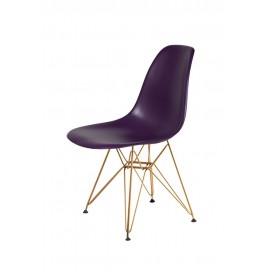 Krzesło DSR GOLD fioletowa purpura.39 - podstawa metalowa złota