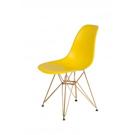 Krzesło DSR GOLD słoneczny żółty.09 - podstawa metalowa złota