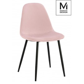 MODESTO krzesło LUCY pudrowy róż - welur metal