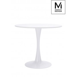 MODESTO stół TULIP FI 90 biały - MDF podstawa metalowa