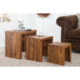 INVICTA zestaw stolików MADEIRA sheesham - lite drewno palisander