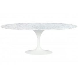 Stół TULIP ELLIPSE MARBLE CARRARA biały - blat owalny marmurowy metal