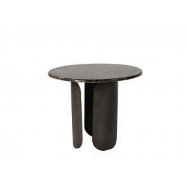Miedziany satynowy stolik z marmurowym blatem 60x50 cm T089B