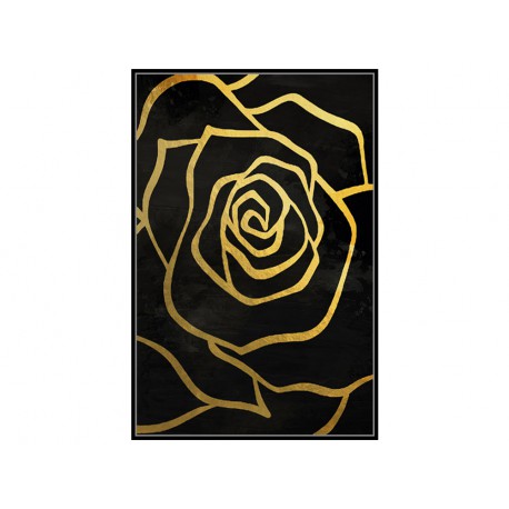 Czarny obraz złote kwiaty 82,6x122,6 cm L0259