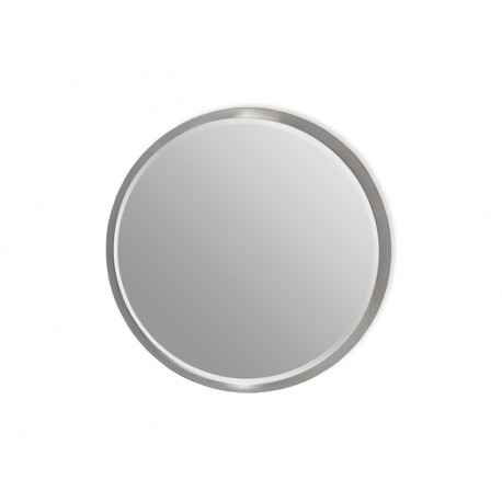 Okrągłe fazowane lustro w srebrnej ramie średnica 60 cm 12F-361