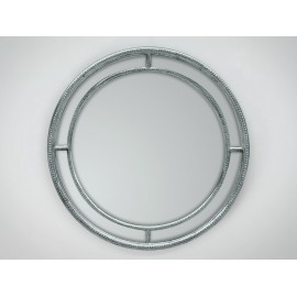 Okrągłe lustro w srebrnej drewnianej ramie Ø90 cm 10184