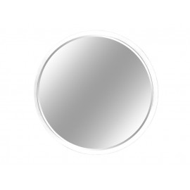 Okrągłe fazowane lustro w białej ramie średnica 80 cm 12F-361