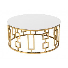 Złoty okrągły stolik kawowy art deco Ø90 x 42 cm C415
