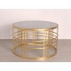Złoty okrągły stolik dymiony szklany blat Ø74x46 cm TOY68-6404L