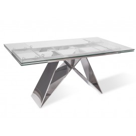Rozkładany stół z transparentnym szklanym blatem 160-220x90x75 cm CT2306