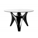 Nowoczesny okrągły szklany stół z czarną rozłożystą podstawą Ø120x75 cm FT318