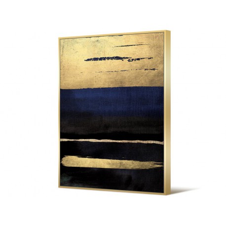 Obraz niebiesko złoto czarna abstrakcja 102,6x142,6 cm TOIR22617