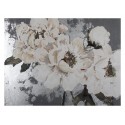 Srebrny obraz kwiaty 90 x 120 cm KWH8085