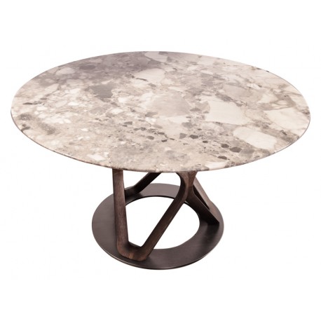 Stół z marmurowym blatem i drewnianą podstawą 135x76 cm A05