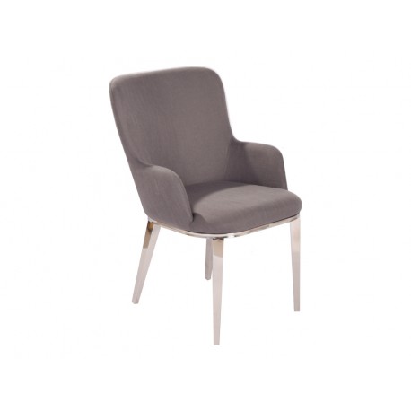 Tapicerowane szare krzesło srebrne nogi 65x52x84 cm CY6172