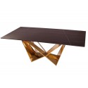 Designerski złoty stół z marmurowym blatem 200x100x75 cm CT2061