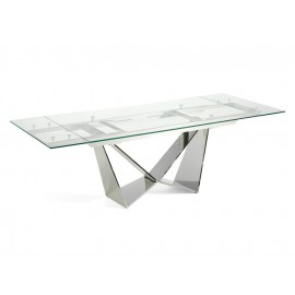Rozkładany stół ze szklanym blatem 160/220x90x75 cm CT2302