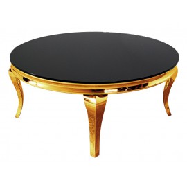 Okrągły złoty stolik z czarną szybą Ø100x40 cm C306-1