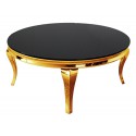 Okrągły złoty stolik z czarną szybą Ø100x40 cm C306-1
