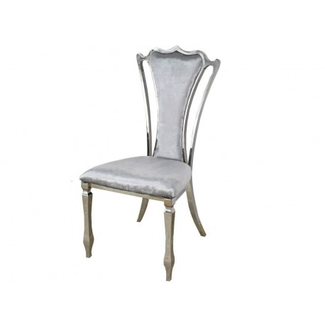 Welurowe aksamitne srebrne krzesło 52x49x105 cm B353